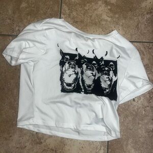 White Graphic Tee with Black Print